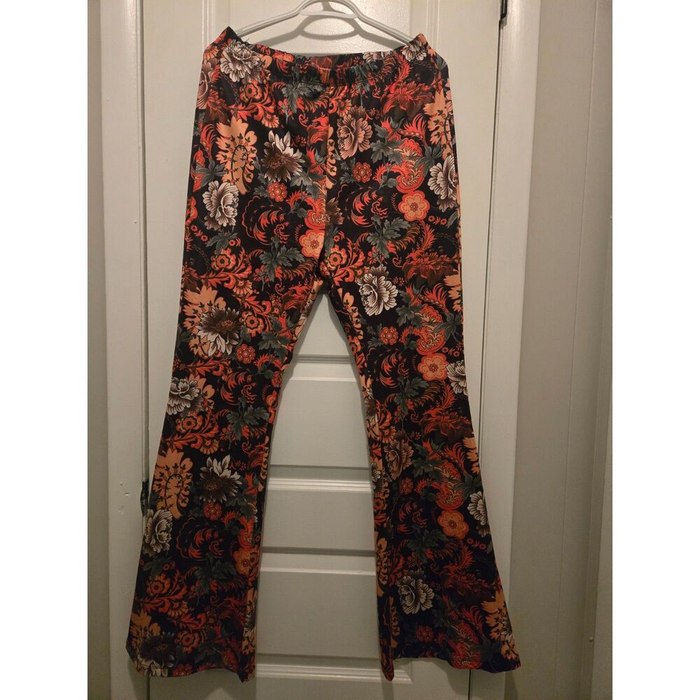 Multi Color Floral Bootcut Pants by Shein size L